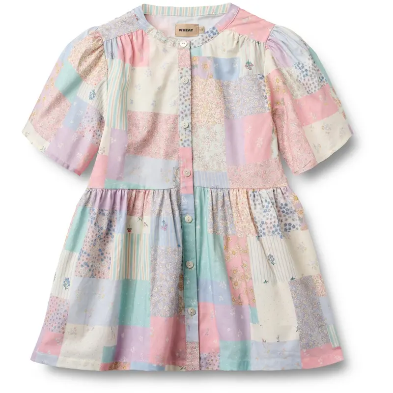 Wheat Patchwork Flowers Kjole S/S Annabell 1