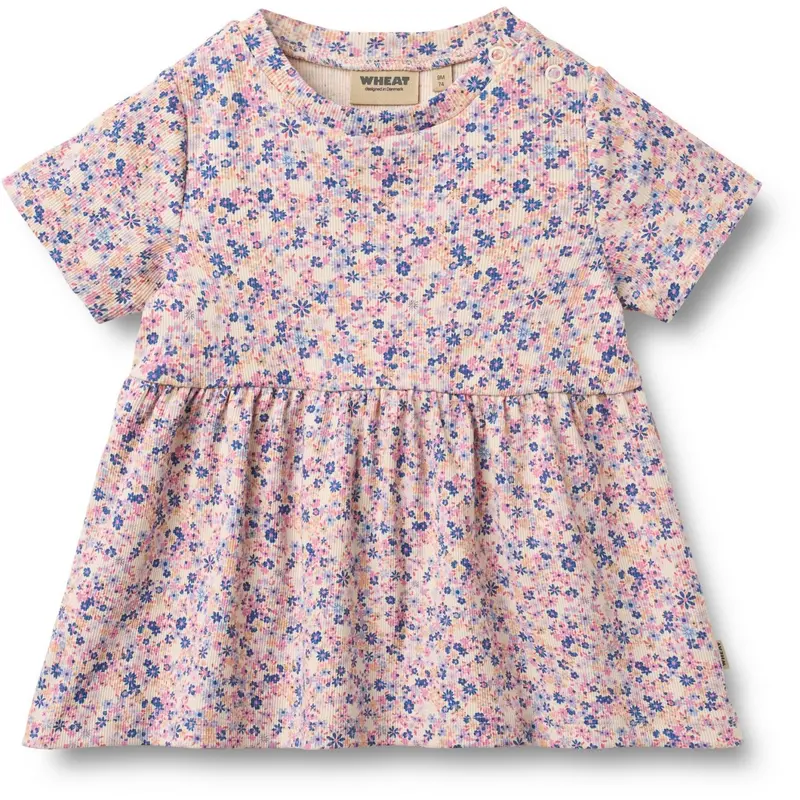 Wheat Pink Blue Flowers Jersey Kjole Anna 1