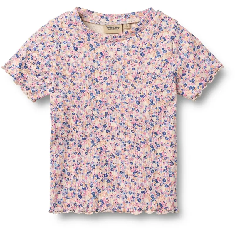 Wheat Pink Blue Flowers Rib T-Shirt S/S Alicia 1