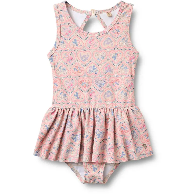 Wheat Pink Heart Flowers Badedragt Erna 1