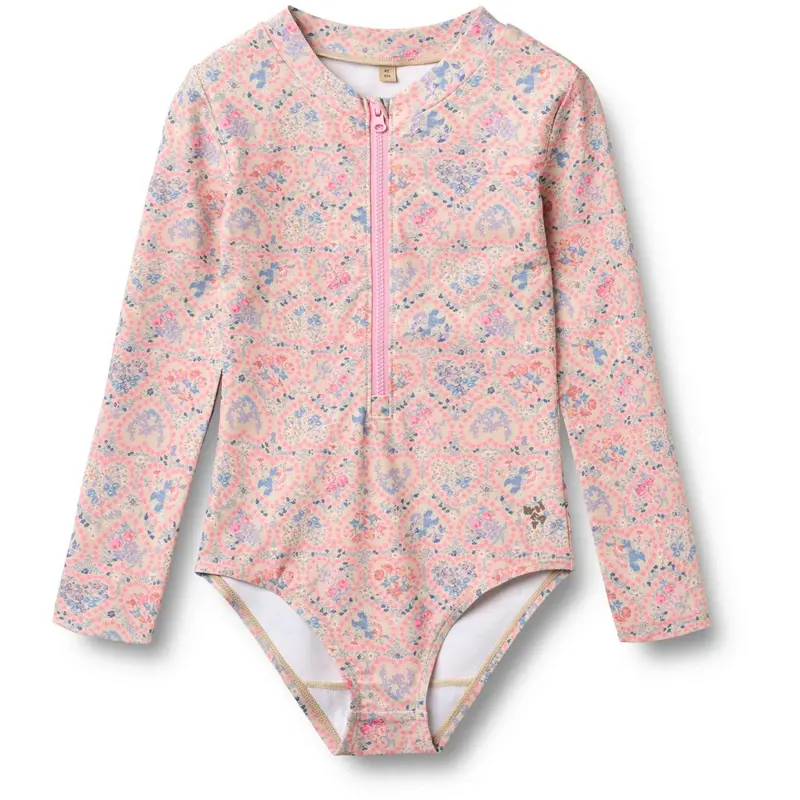 Wheat Pink Heart Flowers Badedragt L/S Margot 1