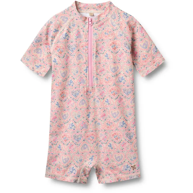 Wheat Pink Heart Flowers Badeheldragt S/S Cas 1