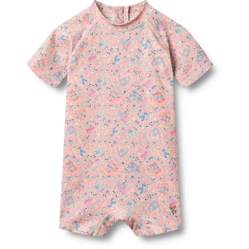 Wheat Pink Heart Flowers Badeheldragt S/S Cas 1
