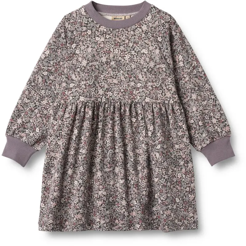 Wheat Purple Stone Flowers Jersey Kjole L/S Dorthea 1
