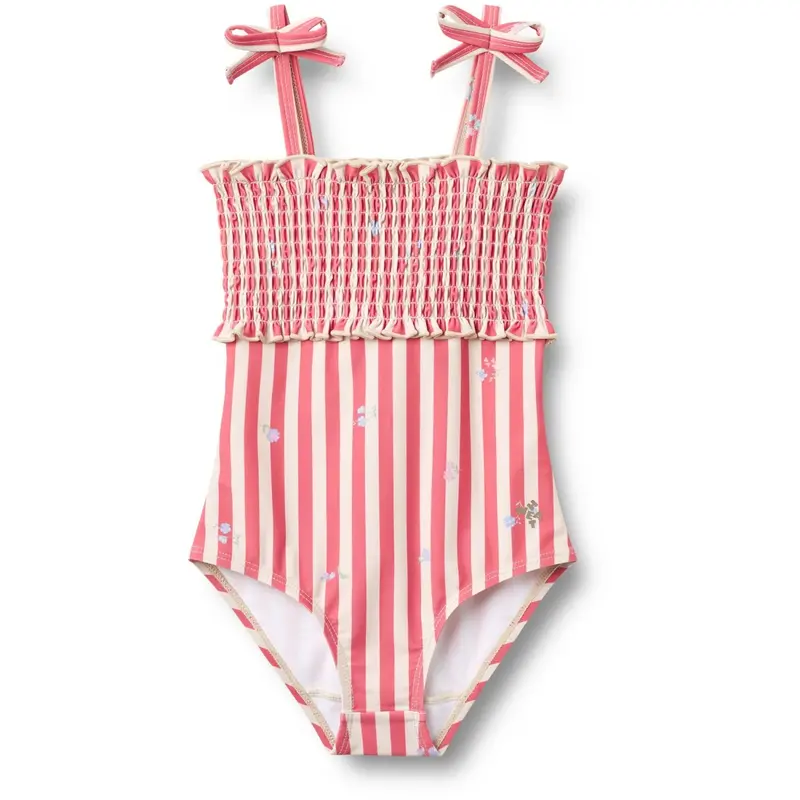 Wheat Red Stripe Flowers Badeheldragt Selma 1