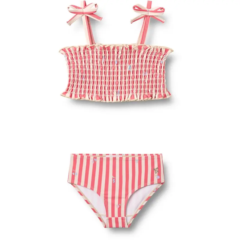 Wheat Red Stripe Flowers Bikini Carla 1