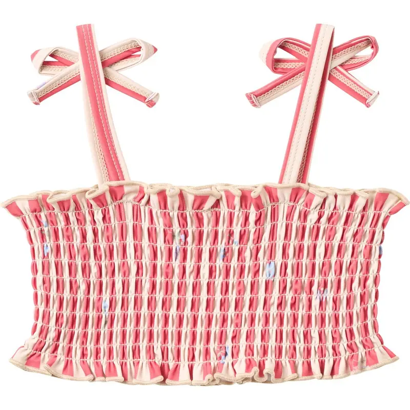 Wheat Red Stripe Flowers Bikini Carla 3