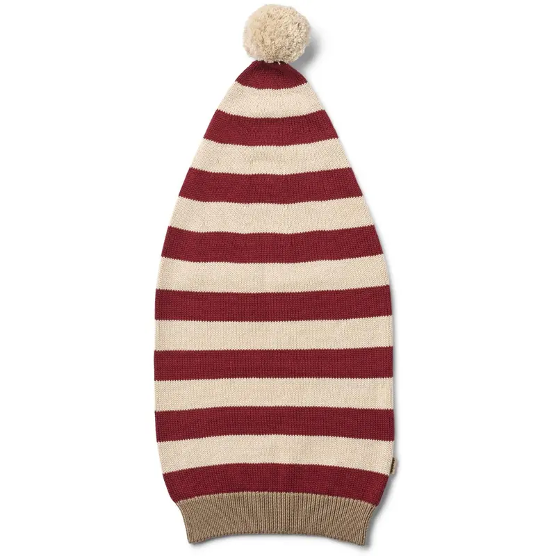 Wheat Red Stripe Strikket Nissehue 1