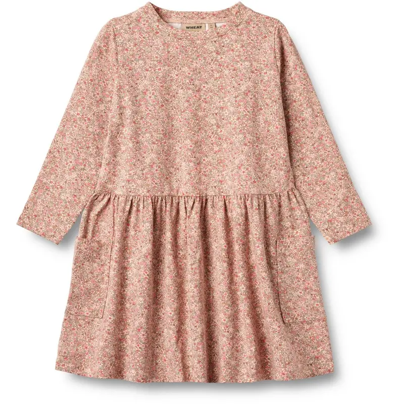 Wheat Rose Dust Flower Meadow Jersey Kjole L/S Bessie 1