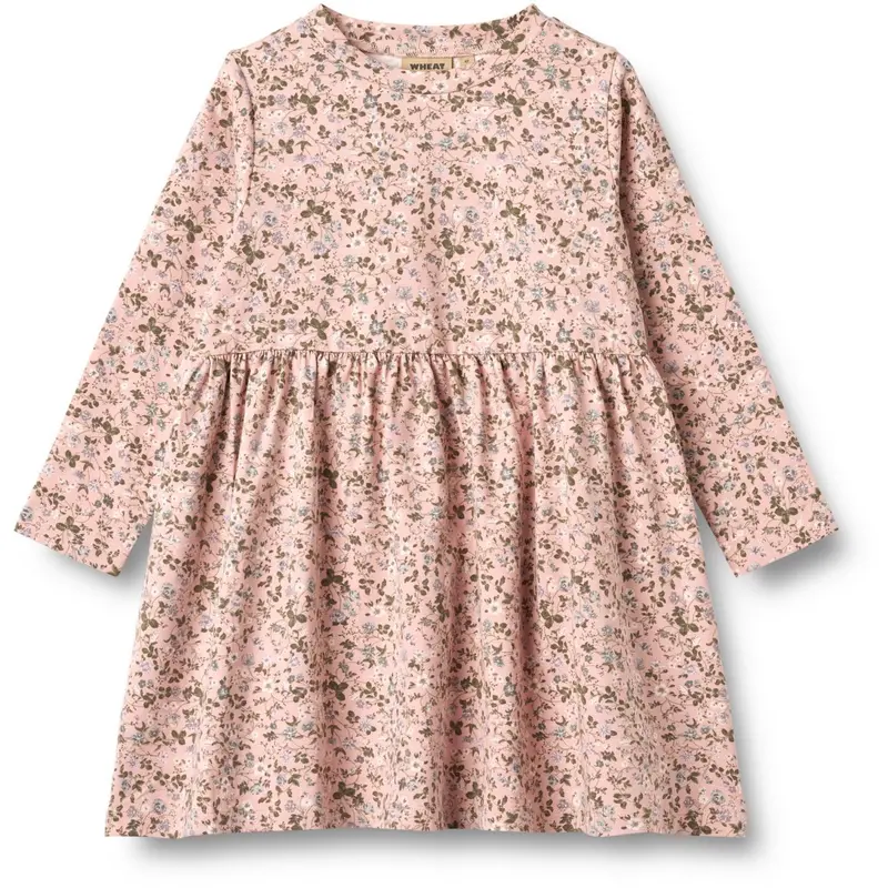 Wheat Rose Powder Flowers Jersey Kjole L/S Sessa 1