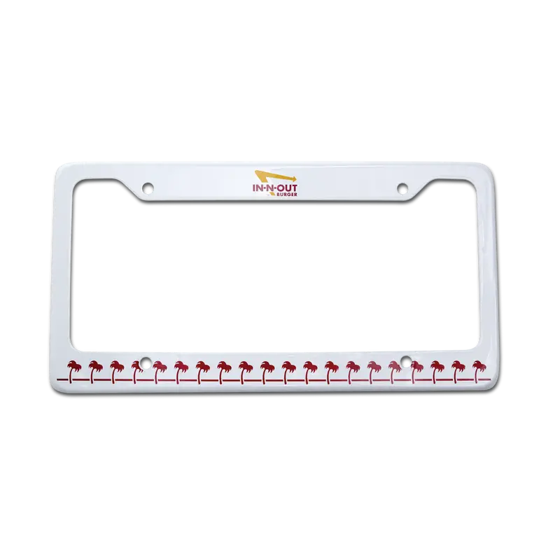 White & Red License Plate Frame 1