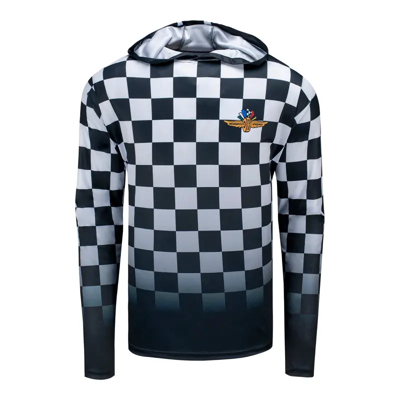 Wing Wheel Flag Checkered Long Sleeve Performance Hoodie 1