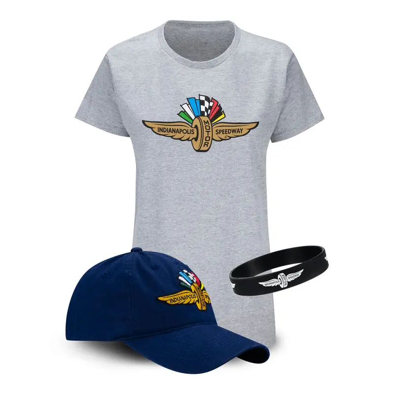 Wing Wheel Flag Hat Tee Combo For Ladies 1