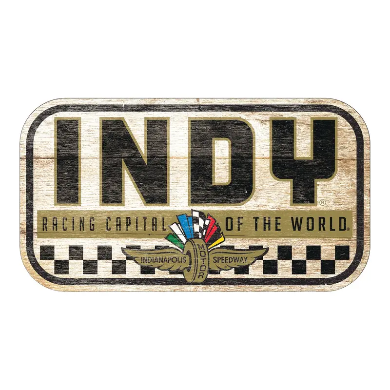 Wing Wheel Flag Indy Track Wooden Sign 1