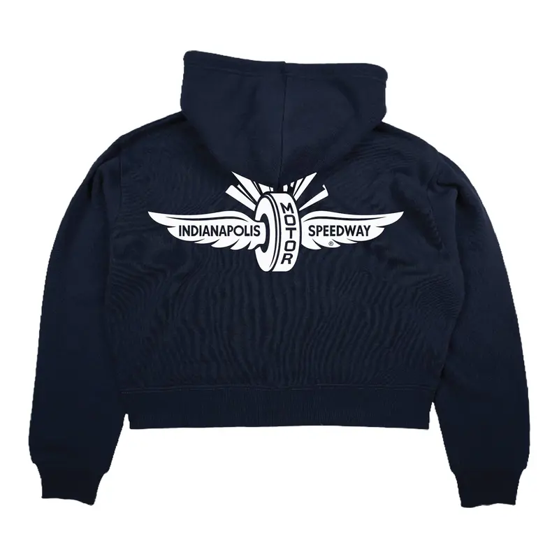 Wing Wheel Flag Ladies Cropped Full Zip 1