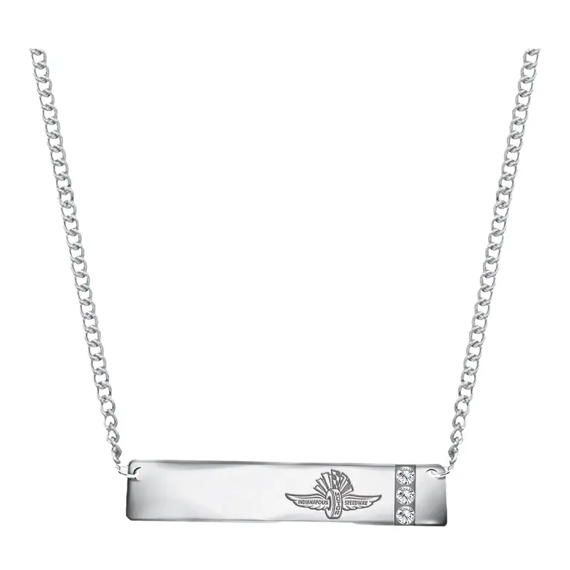 Wing Wheel Flag Silver Bar With Gems Necklace 1