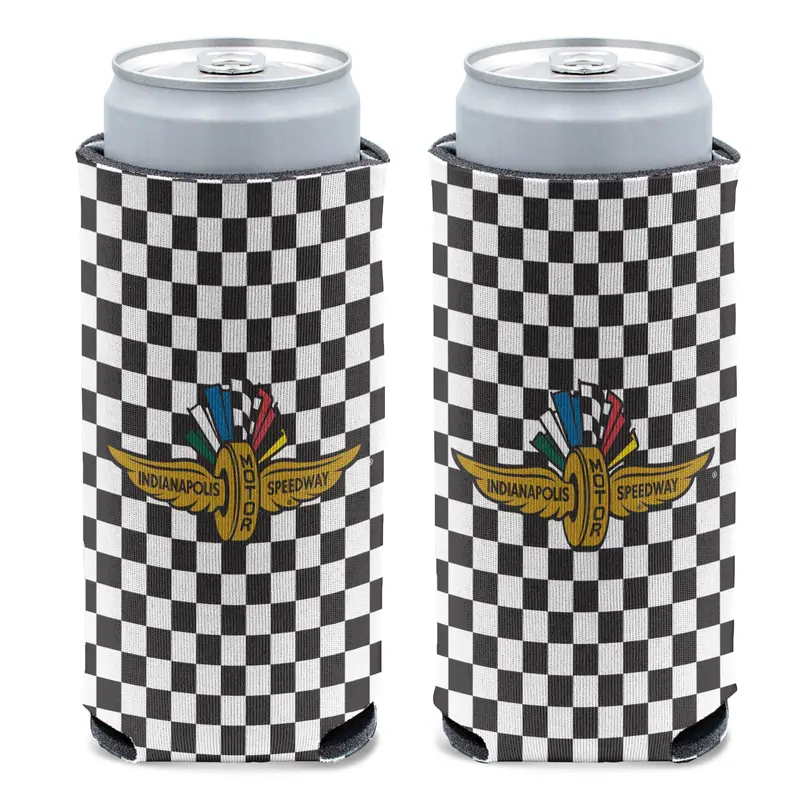 Wing Wheel Flag Slim Checkered Can Cooler 1