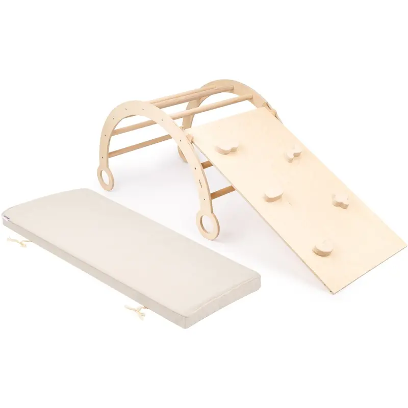 Woobiboo Natural Montessori Rocker Med Beige Madras Og Slide-Climber L 1