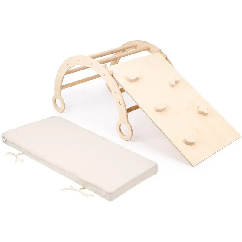 Woobiboo Natural Montessori Rocker Med Beige Madras Og Slide-Climber M 1