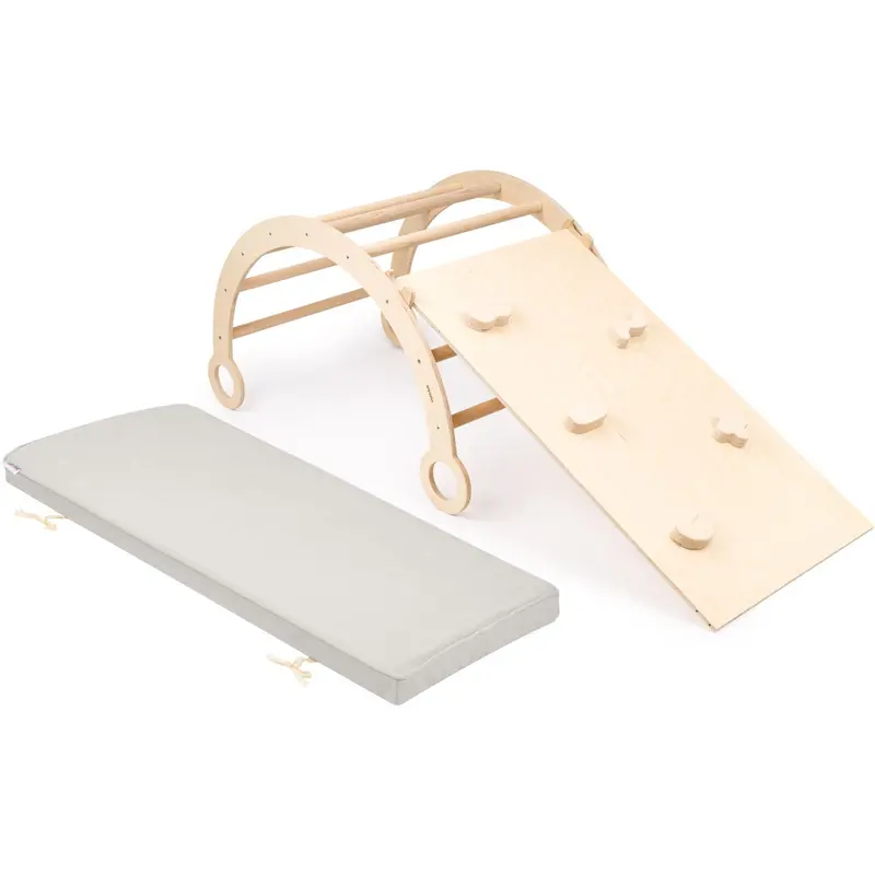 Woobiboo Natural Montessori Rocker Med Gray Madras Og Slide-Climber L 1