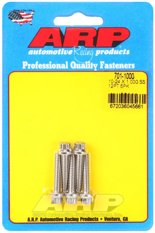 Arp Stainless Steel 10-24 Rh X 1.000" Uhl 12-Point Fasteners – Pack Of 5 (Grade 300) 1