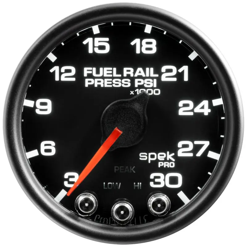 Autometer Spek-Pro Digital Pressure Gauge – 2-1/16", 30,000 Psi Range, Stepper Motor, Black/Black Face With Peak Hold & Warning 1