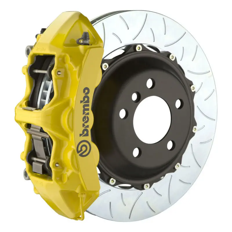 Brembo 05-14 Mustang Gt Excl Non-Abs Equipped Fr Gt Bbk 6Pist Cast 380X32 2Pc Rtr Slot Type3-Yellow 1
