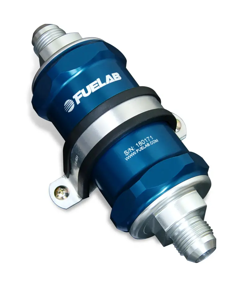 Fuelab 818 In-Line Fuel Filter Standard -12An In/Out 6 Micron Fiberglass - Blue 1