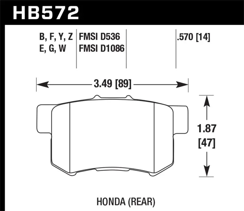 Hawk Dtc-60 Race Rear Brake Pads For Honda Civic Si (2002–2004) And Acura Tl (1999–2008) 1