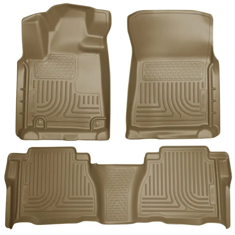 Husky Liners Weatherbeater Floor Mat Combo – Tan, Fits 2012 Toyota Tundra Double/Crewmax Cab 1