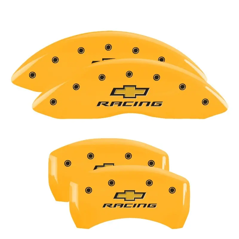 Mgp 4 Caliper Covers Engraved F & R Chevy Racing Yellow Finish Black Char 2019 Chevrolet Malibu 1