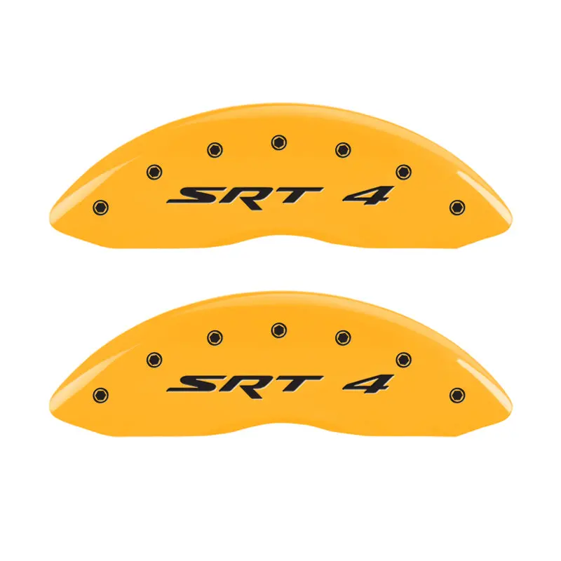 Mgp Engraved 4-Piston Caliper Covers – Front & Rear, Srt-4 Yellow Finish With Black Accent 1