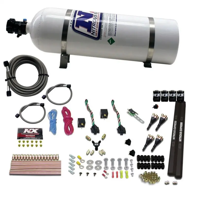 Nitrous Express 4 Cyl Sx2 Nozzle Nitrous Kit (100-300Hp X 2) W/15Lb Bottle 1