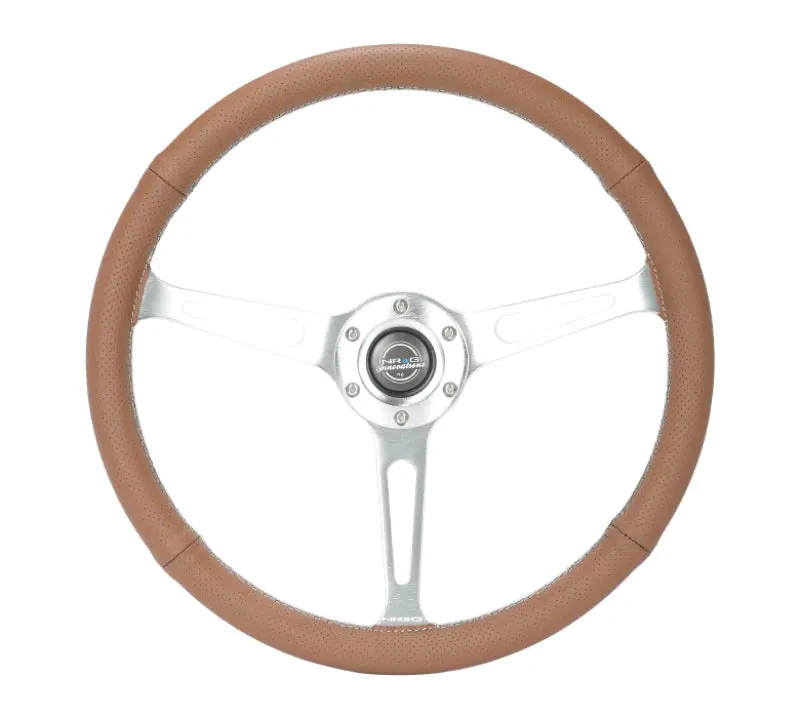 Nrg Reinforced 380Mm Perforated Brown Leather Steering Wheel With 1" Dish Depth 1