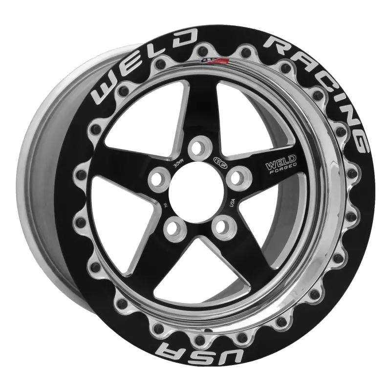 Weld S71 Black Beadlock Wheel – 15X10.33", 5X4.75", 6.5" Backspace, Medium Pad Finish 1
